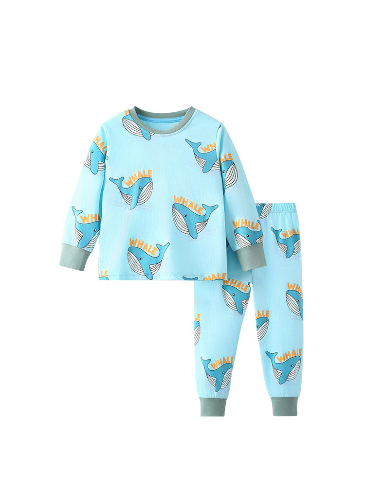 Whale of a Time Blue Graphic Pajama Set for Girls & Boys 2-9 Years