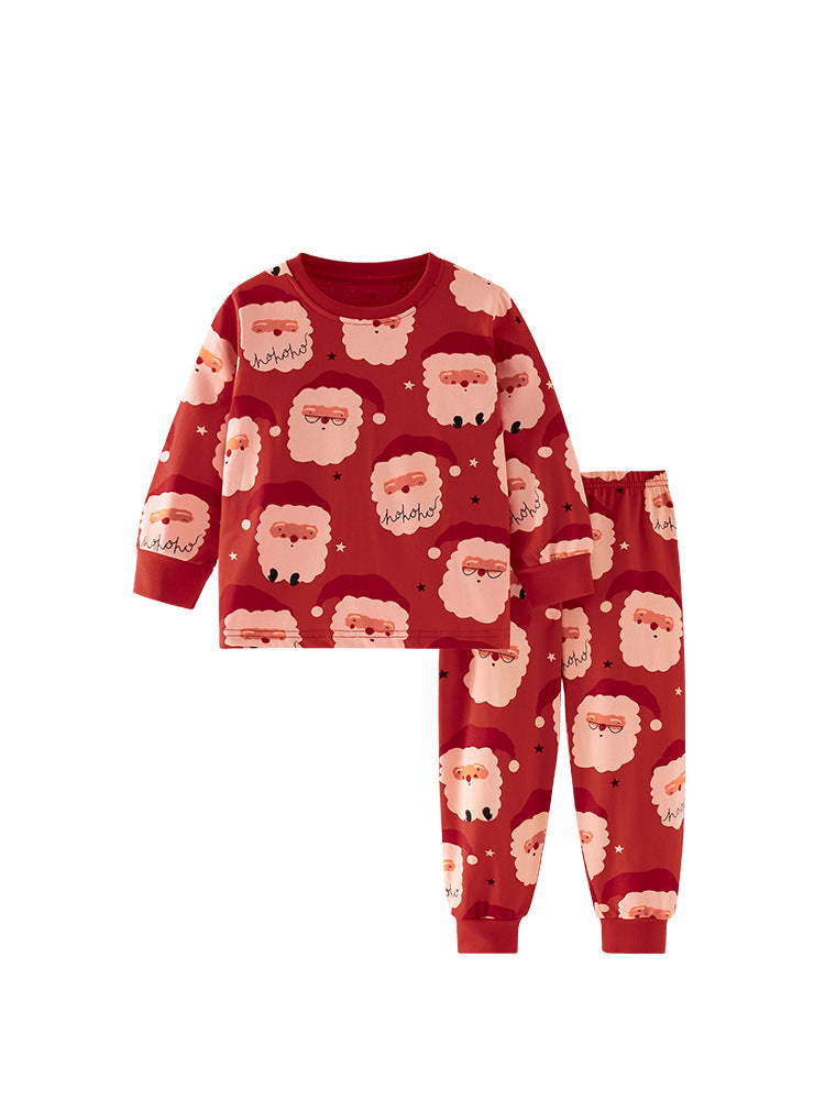 Jolly Santa Red Print Pajama Set for Girls & Boys 2-9 Years