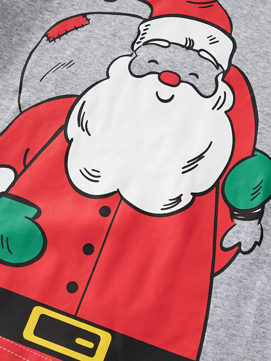 Cozy Santa Grey Christmas Pajama Set for Girls & Boys 2-9 Years