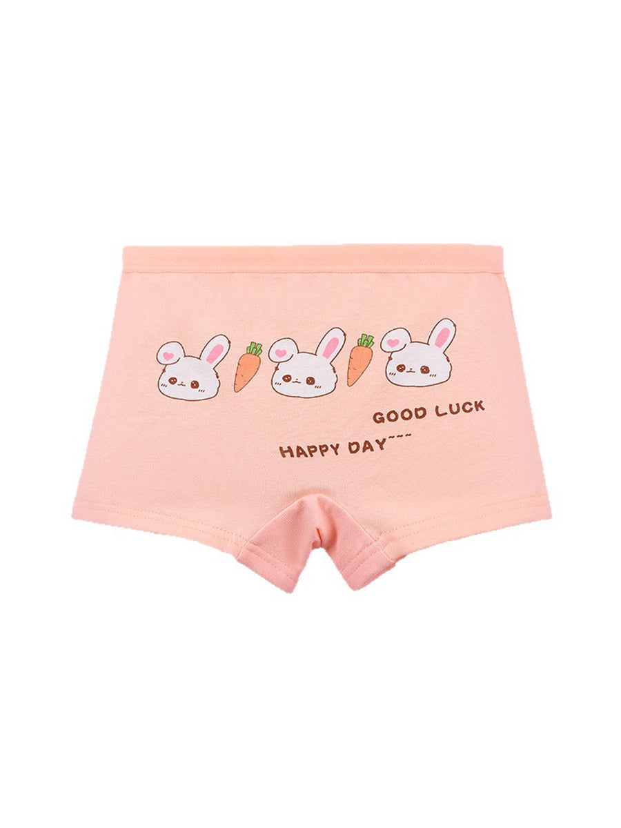 Sweet Bunny Peach Assorted Boyshorts (4-Pack) for Girls