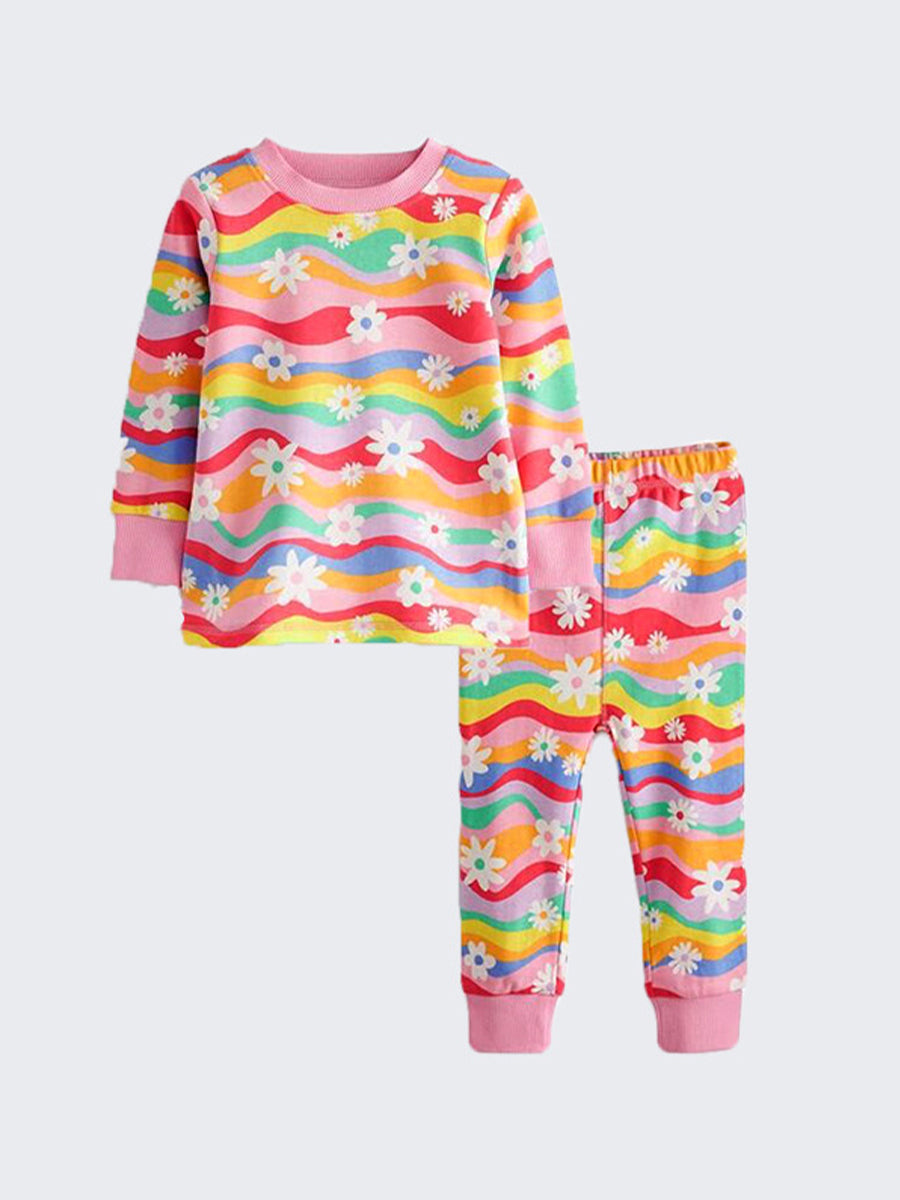 Daisy Dreamland Rainbow Wave Pajama Set for Girls 2-9 Years