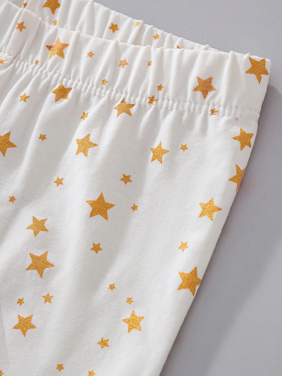 Starry Santa Pink & Gold Star Pajama Set for Girls 2-9 Years
