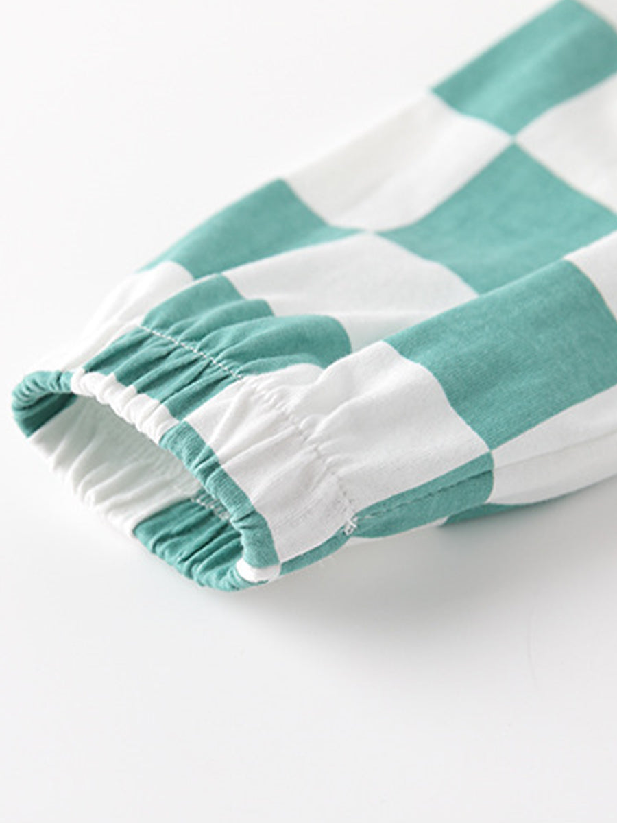 Skater Dino Teal Graphic Tee & Checkerboard Pants Set for Boys 2-9 Years
