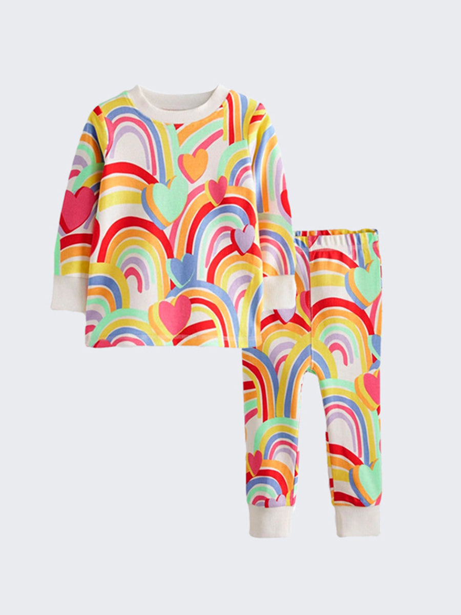 Daisy Dreamland Rainbow Wave Pajama Set for Girls 2-9 Years