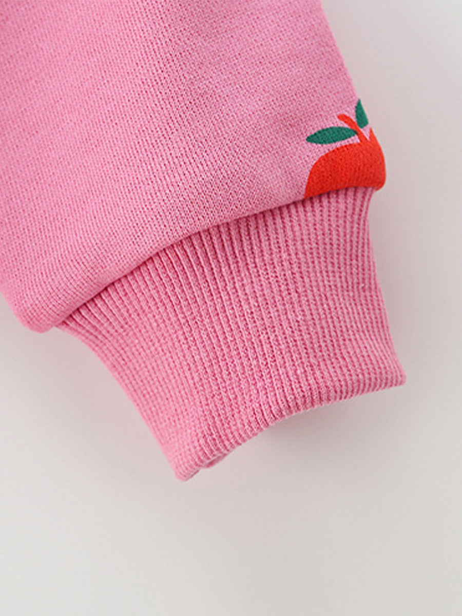 Apple Pink Print Zip-Up Hoodie for Girls & Boys 2-9 Years