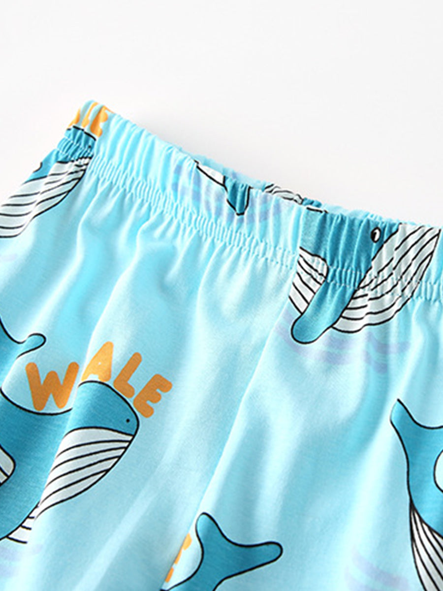 Whale of a Time Blue Graphic Pajama Set for Girls & Boys 2-9 Years
