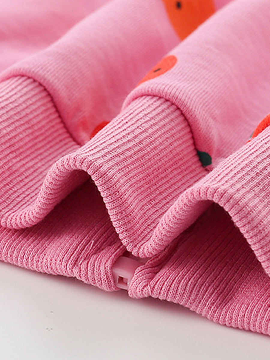 Apple Pink Print Zip-Up Hoodie for Girls & Boys 2-9 Years