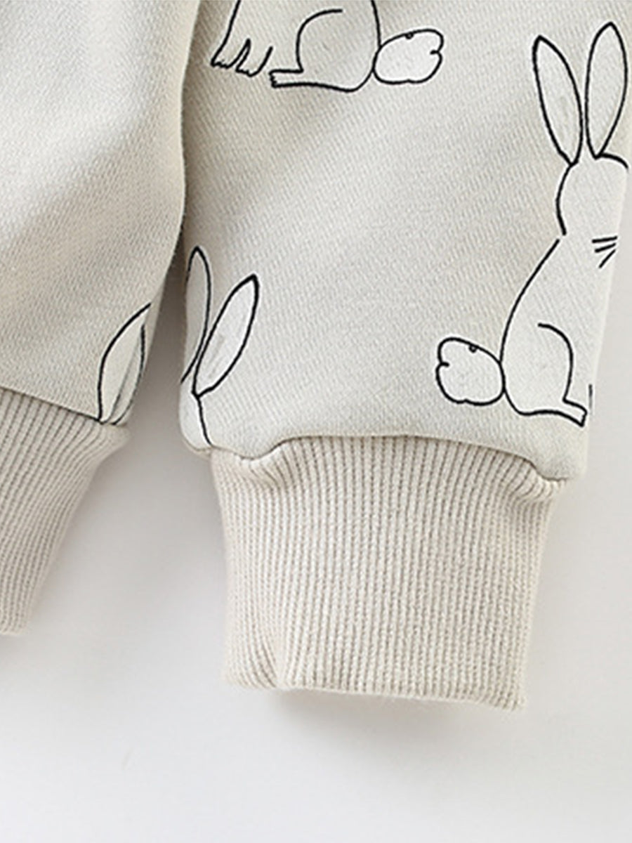 Bunny Hop Oatmeal Ruffle Zip-Up Hoodie for Girls 2-9 Years