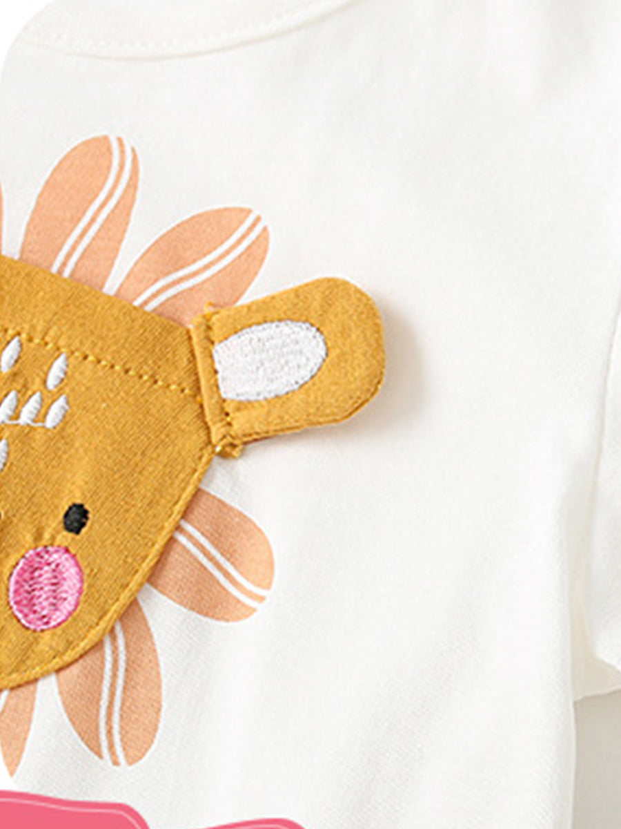 Woodland Wonders Cream Appliqué Ruffle Dress