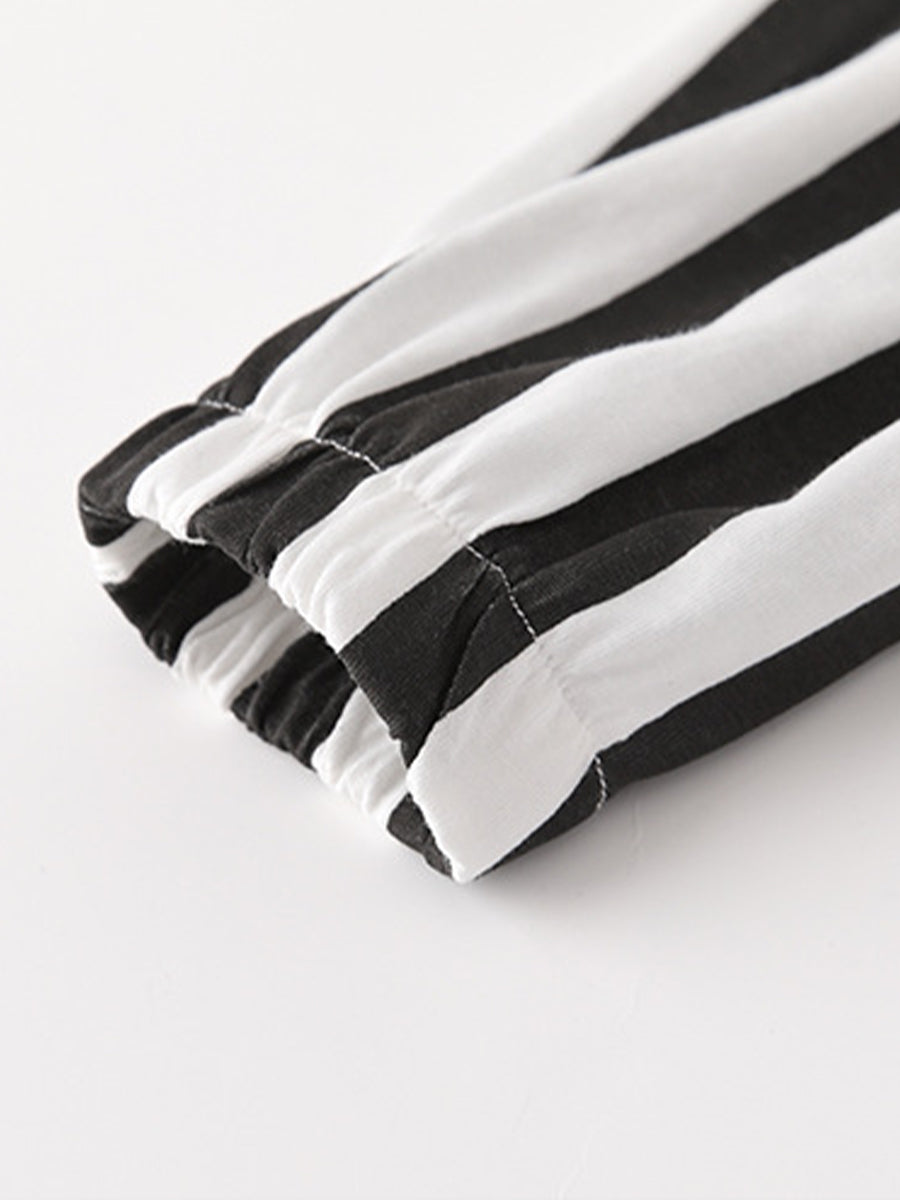 Geo Dino Black Graphic Tee & Striped Jogger Set for Boys 2-9 Years