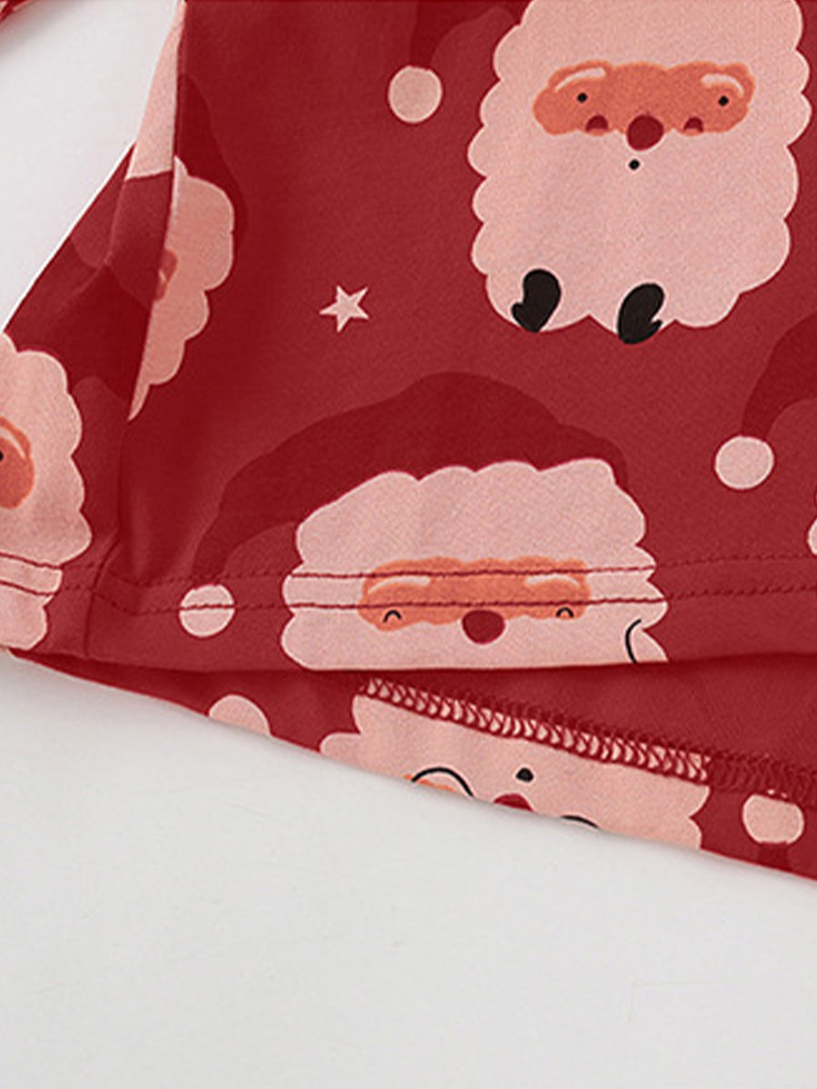 Jolly Santa Red Print Pajama Set for Girls & Boys 2-9 Years