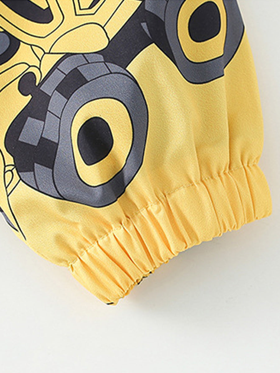 Construction Crew Yellow Digger Print Hooded Jacket for Girls & Boys 2-9 Years