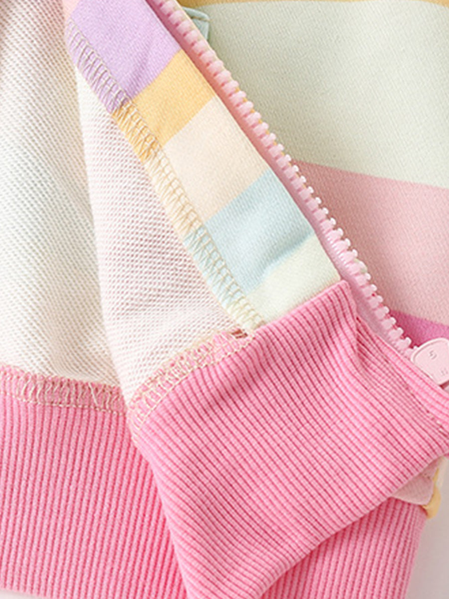 Pastel Waves Multi-Color Zip-Up Hoodie for Girls & Boys 2-9 Years