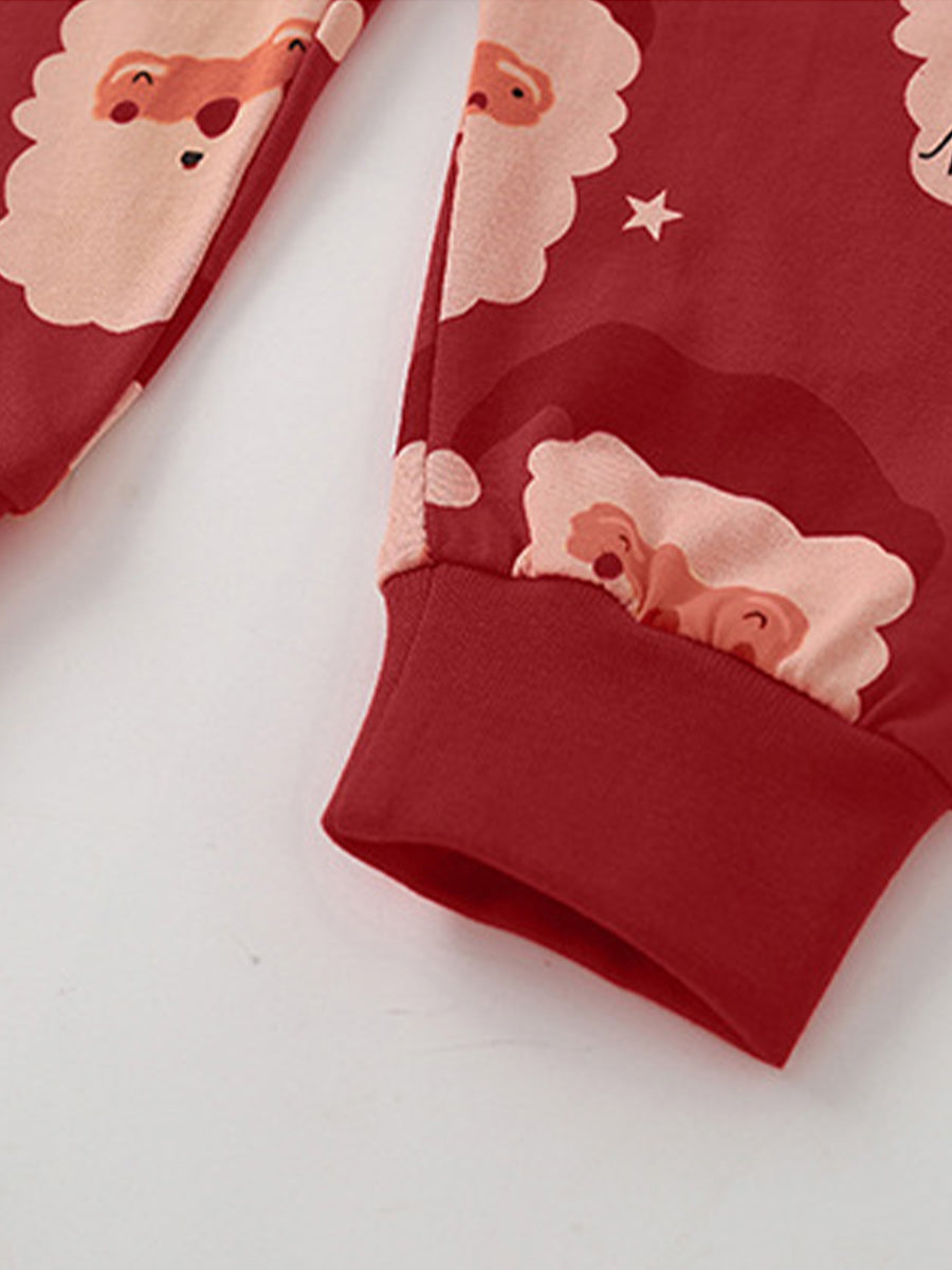 Jolly Santa Red Print Pajama Set for Girls & Boys 2-9 Years