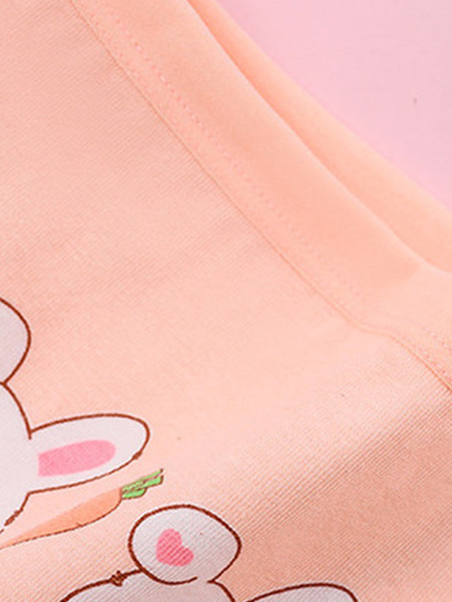 Sweet Bunny Peach Assorted Boyshorts (4-Pack) for Girls
