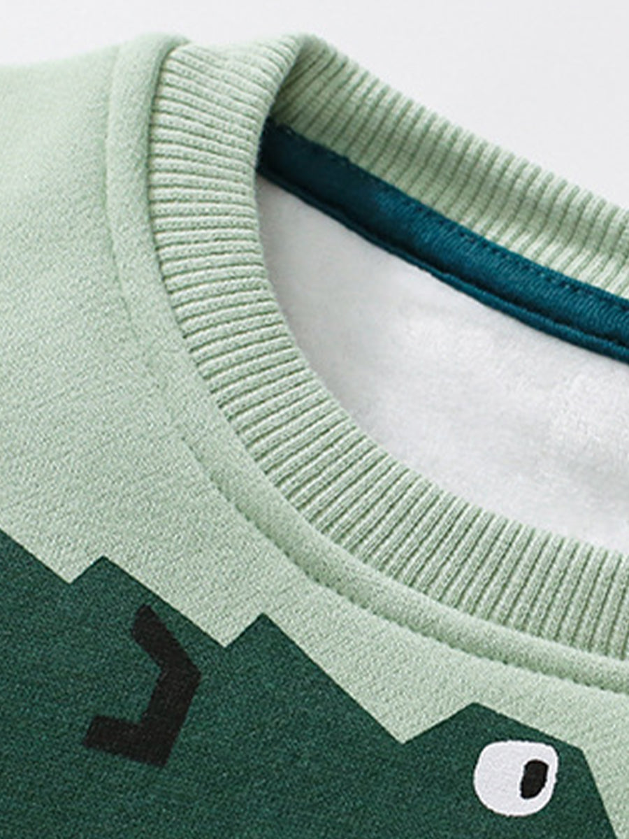 Snappy Crocodile Sage Green Sweatsuit Set for Girls & Boys 2-9 Years