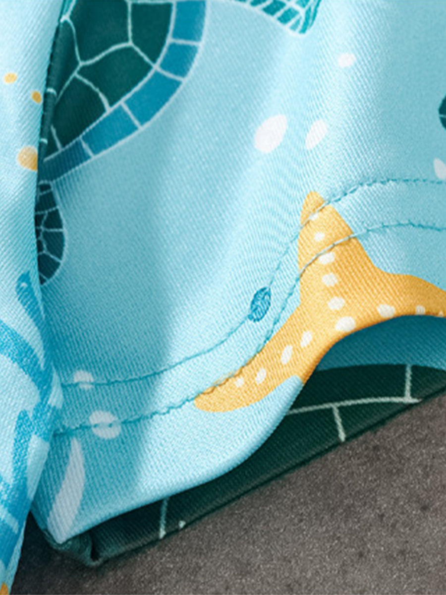 Ocean Explorer Blue Turtle Tee & Shorts Set for Boys 2-9 Years