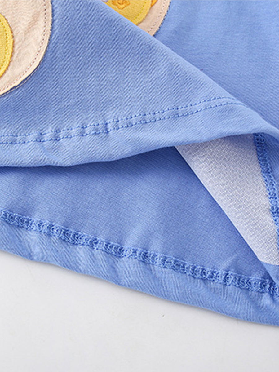 Patchwork Petals Blue Butterfly Appliqué Tee for Girls 2-9 Years