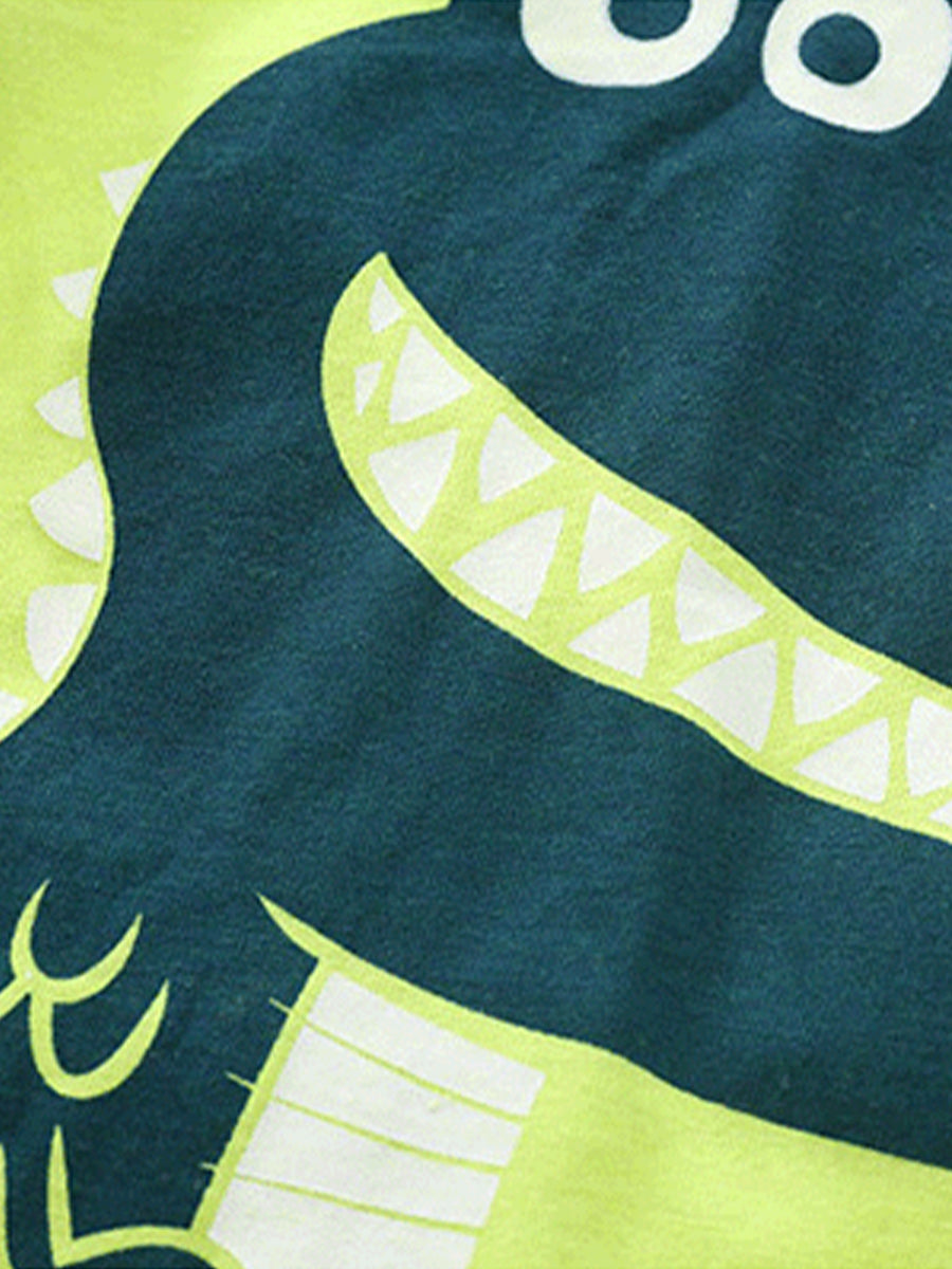 Goofy Dino Lime Green & Polka Dot Pajama Set for Girls & Boys 2-9 Years