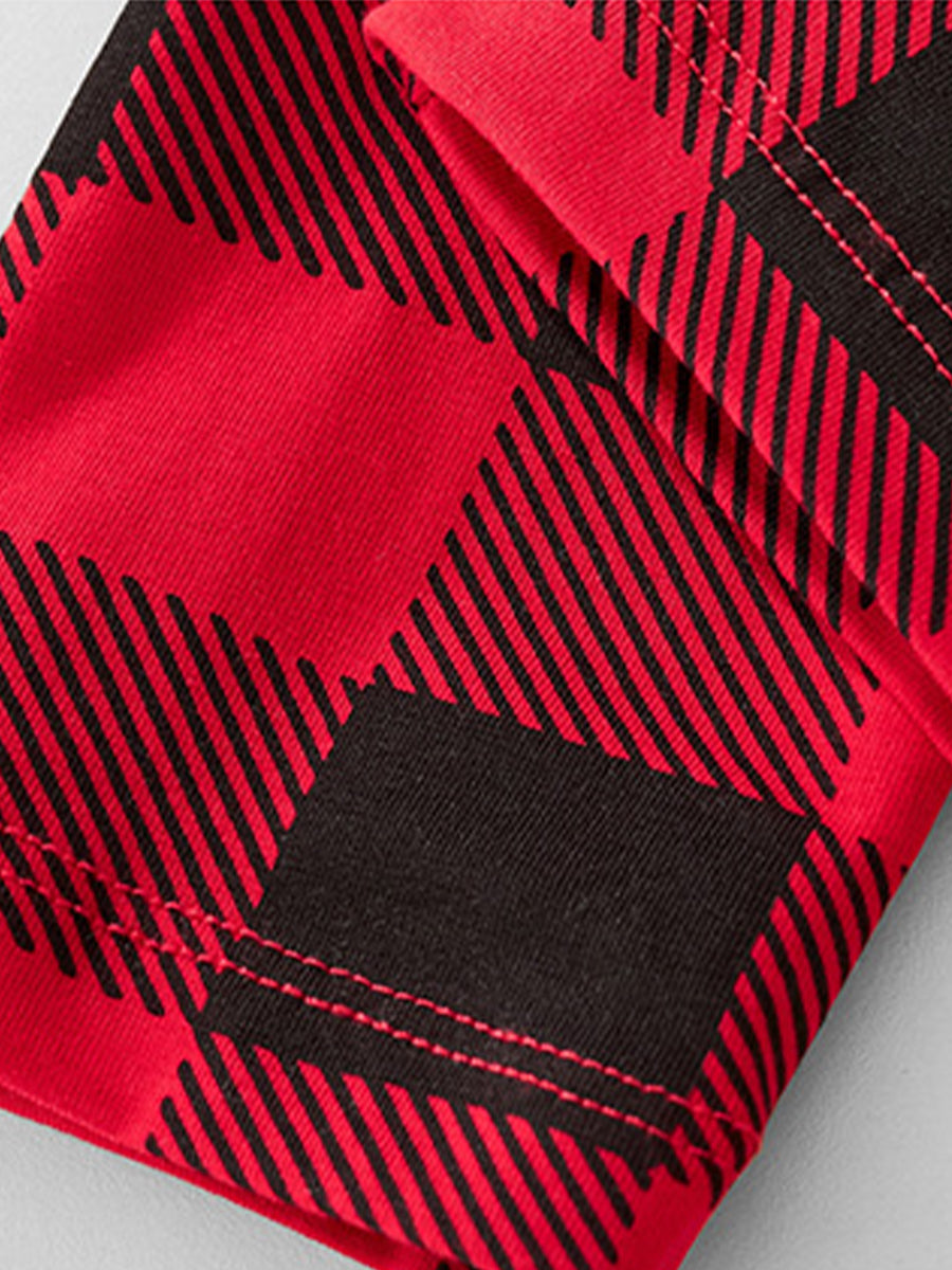 Merry & Bright Santa Grey Ruffle & Plaid Pajama Set for Girls 2-9 Years