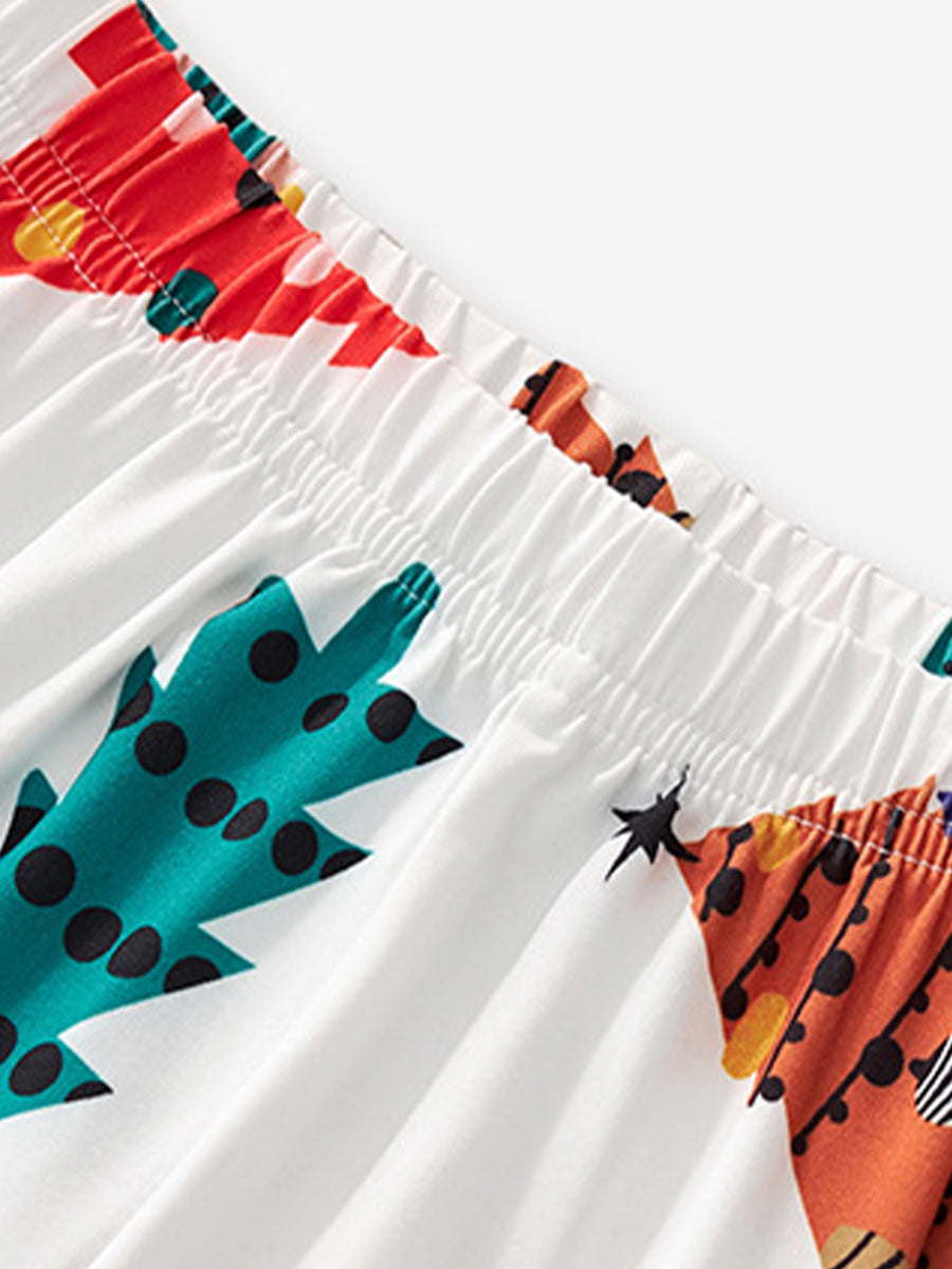 Merry & Bright White Christmas Tree Pajama Set for Girls & Boys 2-9 Years