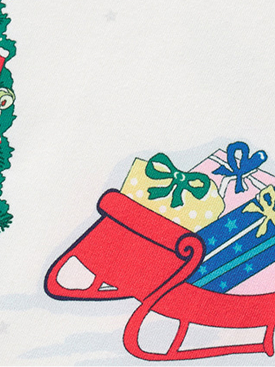 Holiday Cheer White Christmas Print Pajama Set for Girls & Boys 2-9 Years