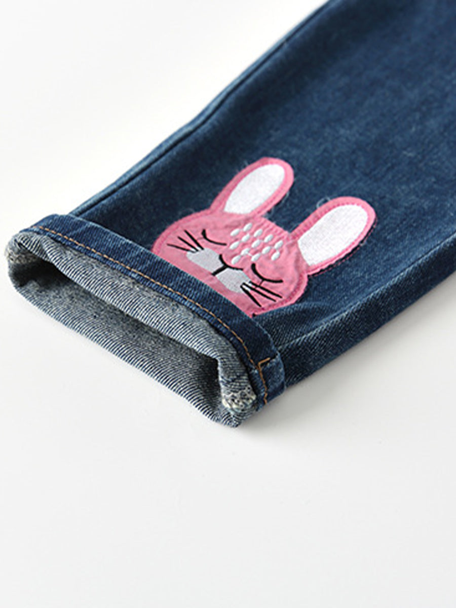 Garden Buddies Dark Wash Appliqué Jeans for Girls 2-9 Years