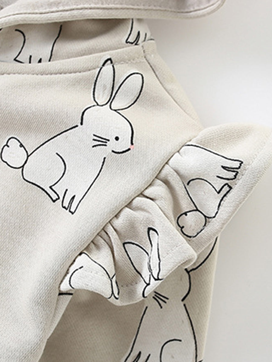 Bunny Hop Oatmeal Ruffle Zip-Up Hoodie for Girls 2-9 Years
