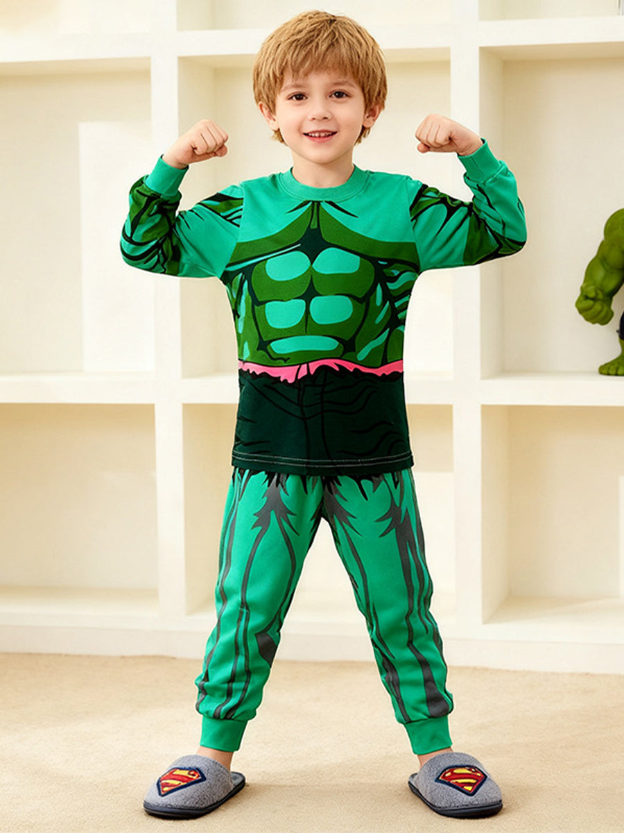 Incredible Hero Green Costume Pajama Set for Boys 2-9 Years