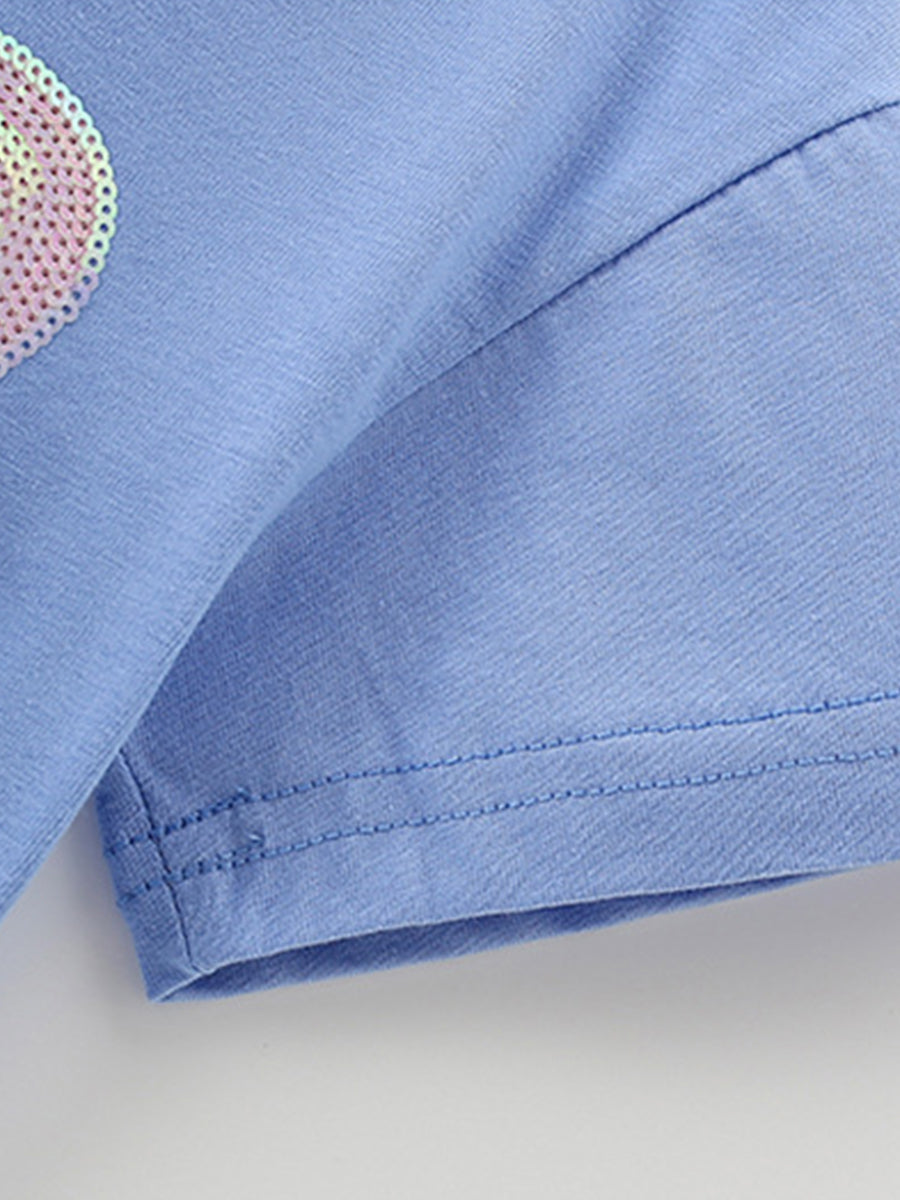 Fluttering Flowers Blue 3D Butterfly Skirt Set for Girls 2-9 Years