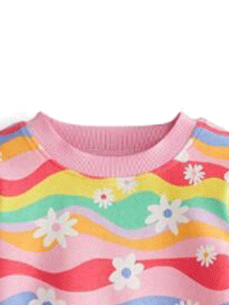 Daisy Dreamland Rainbow Wave Pajama Set for Girls 2-9 Years