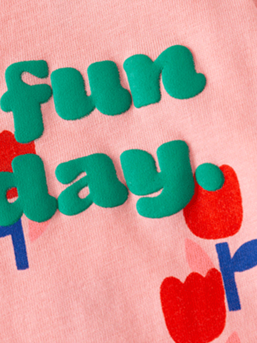 Fun Day Tulip Pink & Orange Shorts Set for Girls & Boys 2-9 Years