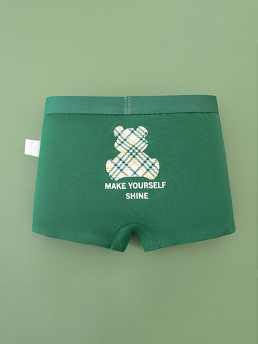 Classic Bear Green Assorted Boxer Briefs (4-Pack) for Boys