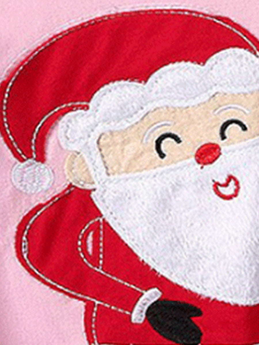 Sweet Santa Pink & Polka Dot Pajama Set for Girls 2-9 Years