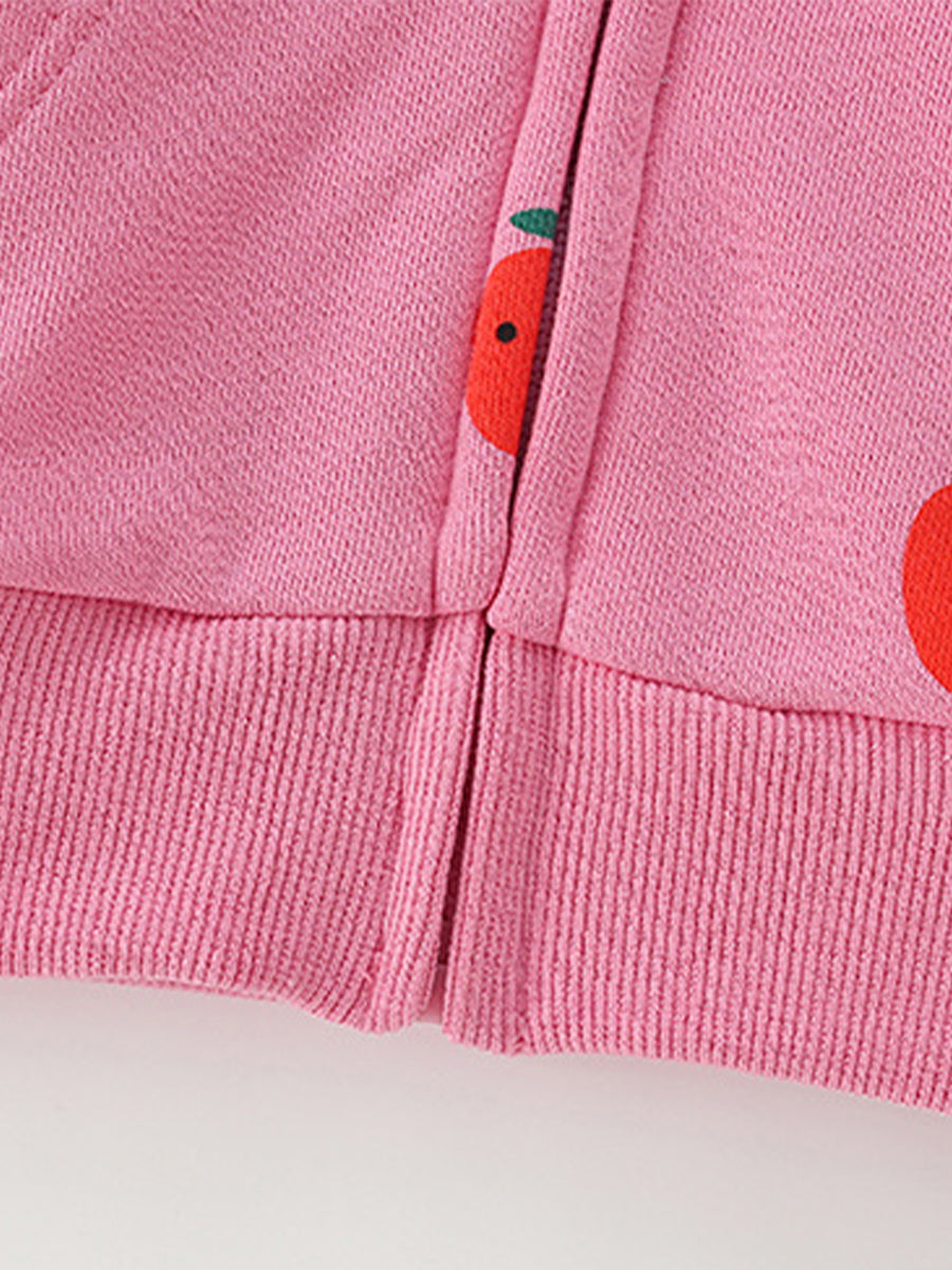 Apple Pink Print Zip-Up Hoodie for Girls & Boys 2-9 Years