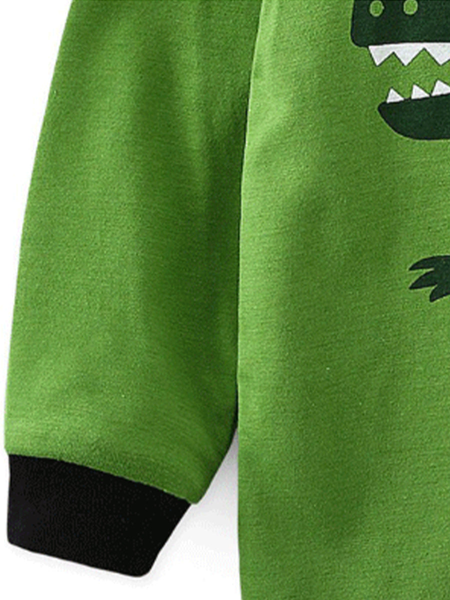 Cool Dino Green T-Rex & Scales Pajama Set for Boys 2-9 Years