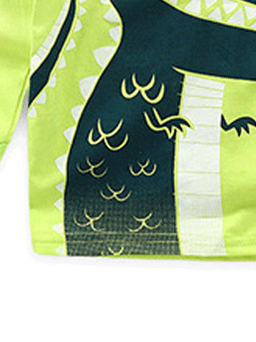 Goofy Dino Lime Green & Polka Dot Pajama Set for Girls & Boys 2-9 Years