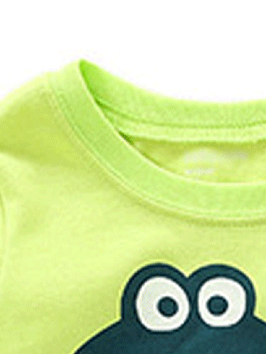 Goofy Dino Lime Green & Polka Dot Pajama Set for Girls & Boys 2-9 Years