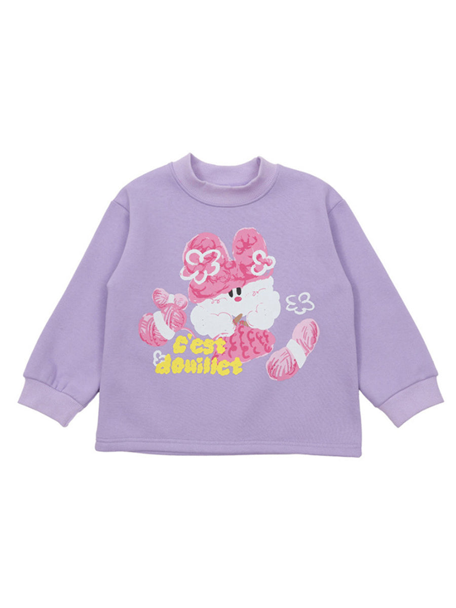Sweet Bunny Lavender Graphic Sweatshirt & Pink Ruffle Corduroy Set for Girls 2-9 Years