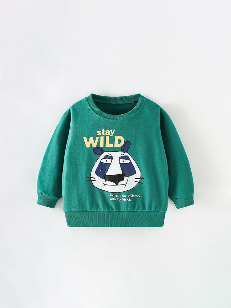 Stay Wild Green Graphic Sweatshirt for Girls & Boys 2-9 Years